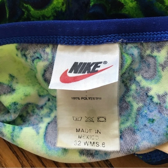90s Vintage Nike One Piece Bathing Swim Suit Blue Neon Green Size Small - Picture 7 of 9